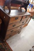A 19th Century oak chest of two over three drawers, width approx. 89cm