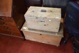 Two antique pine boxes