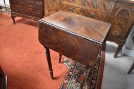 A 19th Century pembroke style work table with double frieze drawer and damage to legs, sold as