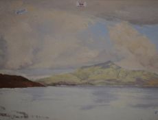 David W. Jackson (British Contemporary) Oil on board, a snow covered mountainous landscape