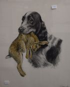 After Léon Danchin (French 1887- 1938) Lithograph of an English Setter with rabbit, printed