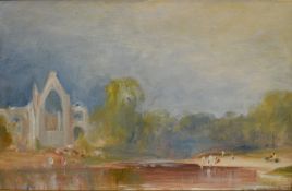 Geoffrey Jenkinson (British 1925 - 2005) oil on board, landscape featuring a Yorkshire abbey, signed