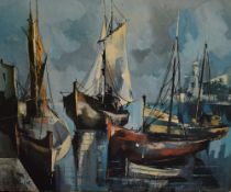 After Jean Amiot (French B.1920) print on canvas, 'Avec Ce Counfliueuts due Feiutre' , a colourful