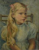 Irene Heath (British 20th Century) Oil on canvas, 1930's portrait of a young girl, signed lower