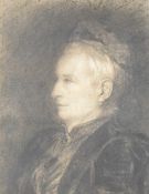 Artist unknown, charcoal portrait of an austere woman, thought to be late 19th/early 20th century,