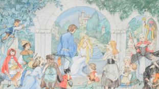 Patience Arnold (British 1901-1992) watercolour, fairy tale scene with various recognisable