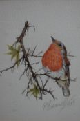 P.Bramwell (British 20th Century) A collection of four watercolours, studies of a robin wren coal
