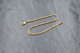 A 14ct gold rope chain bracelet, approx 205mm long & 3.2g
