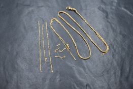 A broken 18ct gold chain, approx 5g