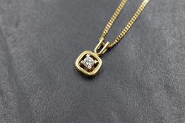 An 18ct gold diamond solitaire pendant, the brilliant cut diamond of approx 0.128ct in a 4 claw