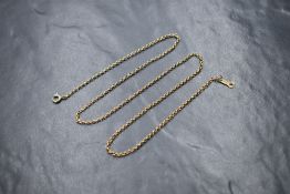 A 9ct gold belcher link neck chain, marked 375, 49.5cm, 5.1g
