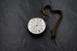 A Victorian silver W. Robinson Liverpool open face key wound pocket watch, the white dial having