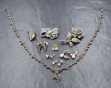 A small selection of marcasite jewellery, many pieces stamped silver and four pairs of silver