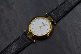 A gent's 1990's Burberrys quartz wrist watch having an Arabic numeral dial to white face in plated