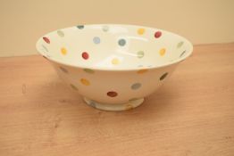 An Emma bridgewater pottery polka dot pattern bowl, of slightly flared circular form, printed