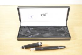 A Montblanc Meisterstuck 146 piston fill fountain pen in Black with platinum trim serial NoVZ2084378