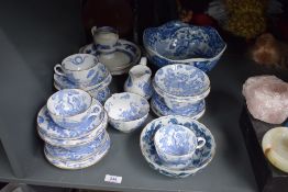 A Copeland Spode Italian pattern blue and white bowl, 28cm sold together with a selection oriental