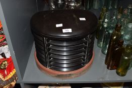An early 20th-century HMV Cavendish Bakelite electric fan heater, featuring a distinctive beehive