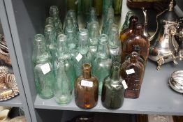 A collection of seventeen antique Codd necked glass bottles, various, to include A.R Marshall of