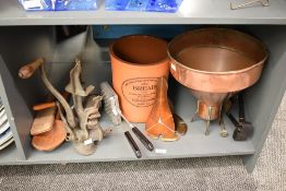 A vintage French S.E.F.A.M.A cast metal waffle iron, sold together with a selection of mixed