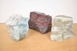 Three large mineral specimens from a private specialised rock collection, comprising: a blue