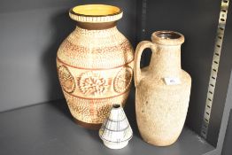 Three 20th-century West German ceramics, comprising a large decorated vase embossed '574-30'; a 'Fat