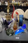 A quantity of studio glass, to include a Caithness glass vase, a smoked glass vase of oval form, a