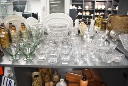 A late 20th-century mixed lot of crystal cut glassware, having varying decorative designs (44