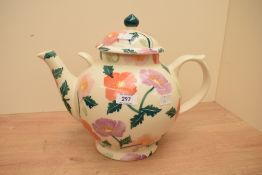 An oversized Emma Bridgewater Bright Poppies pattern teapot, of traditional design, printed marks to