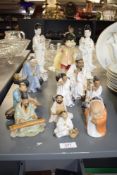 A selection of Chinese 'Mudmen' figures, sold together with two 20th century figures of Guanyin, and