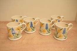 A group of six Emma Bridgewater Little Daffodil pattern mugs, each with printed marks to base 10cm