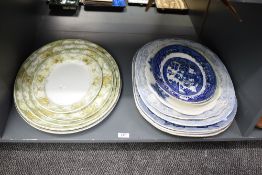 Four early 20th century graduating Bishop & Stonier meat plates/ashettes, with transfer printed