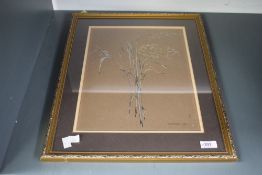 P A Murray (20th century) watercolour on coloured paper, botanical study of grass specimen with