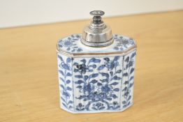 A Chinese porcelain rectangular decorative tea caddy, believed to be from the 18th-century Kangxi
