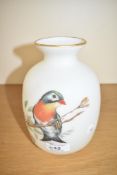 A 20th century frosted glass vase decorated with bird, h18.5cm