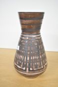 A Rye Pottery vase of conical form decorated with geometrical patterns, stamped to base 'The