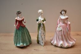 A group of three Royal Doulton bone china figurines comprising 'Veneta' HN 2722 (Damaged), 'Holly'