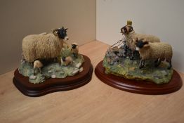 Two Border Fine Arts animal groups comprising 'Bolted' model number A1017 designed by Hans