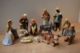 A Goebel porcelain part nativity scene to include The Three Wise Men and Baby Jesus etc,