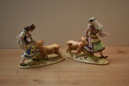 A Beswick Pottery figure group 'Italian Girl leading Goat' model number 1234 sold together with