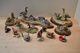 A large assortment of Border Fine Arts animal groups to include 'Early Morning Call' model number