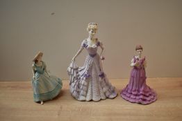 A group of three Coalport porcelain figurines to include Figurine of the Year 2008 'Beau Monde