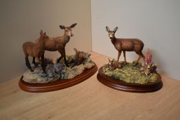 A Border Fine Arts animal group, 'Red Hind, Follower and Calf' model number A1486 sold together with