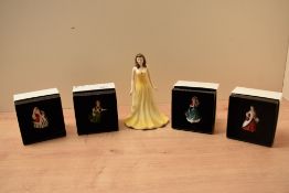 A group of four Royal Doulton bone china miniature ladies collection figurines 'Yuletide Memories'