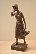 After Vera Tummners-Van Hasselt (1924-2014 Dutch) a bronze effect statuette depicting a woman with a