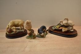 A group of four Aynsley Mastercraft animal studies to include pig and piglets, all complete with