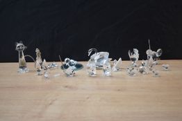 A group of Swarovski Crystal glass animal studies including mouse, swan and cockerel etc. Damage