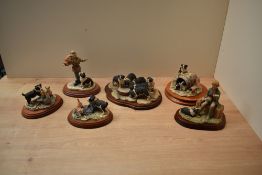 A group of six Border Fine Arts animal.figure groups to include 'Spring Chores' model number JH69A