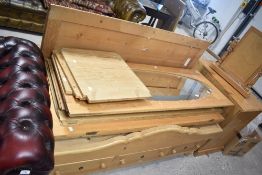 A Victorian stripped down pine mirror door wardrobe, width approx. 152cm