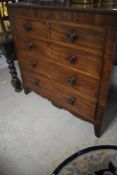 A Victorian mahogany chest of two over three drawers (plus two concealed), width 115cm